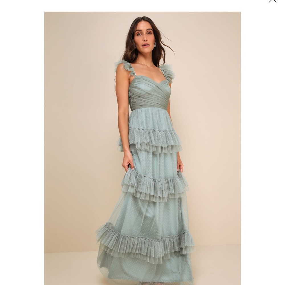 Sage Green Tiered Gown
